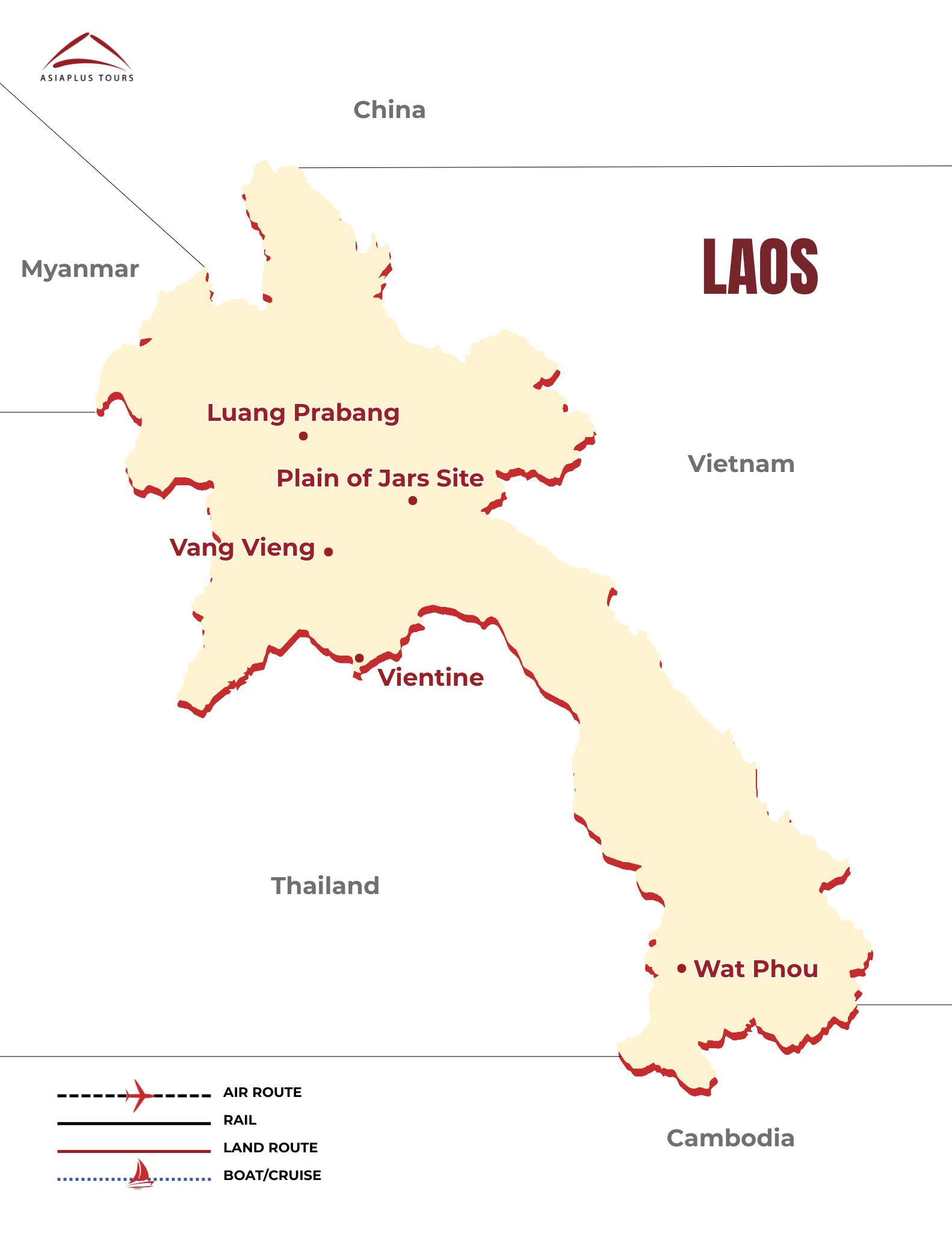 Laos Tourist Map